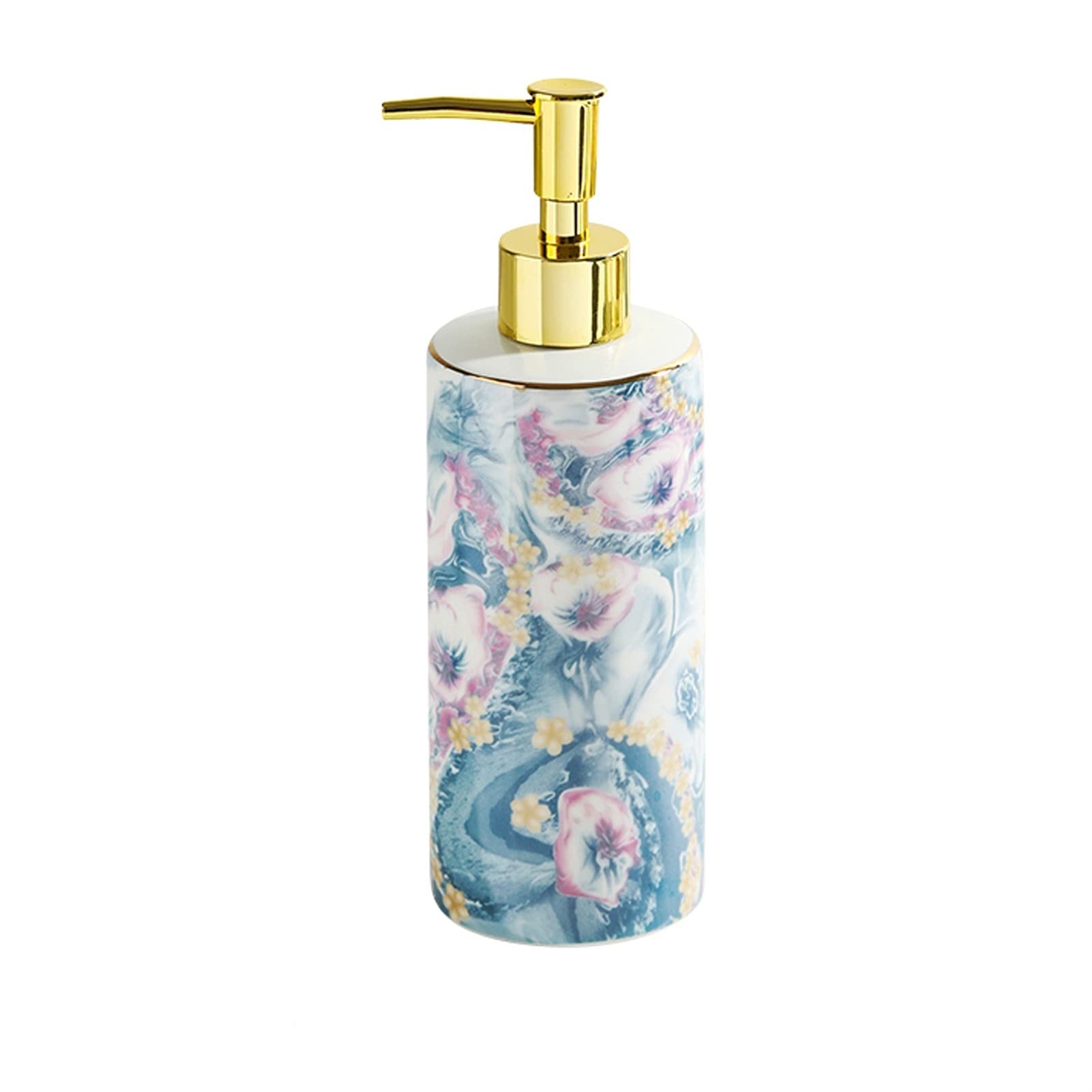 HDBCYUAZ Small Fresh Ceramic Lotion Bottle Plastic Pump Head Dispenser Bottle Shampoo Liquid Soap Dispenser Household Bathroom 390ml / 13.7oz(Blue)
