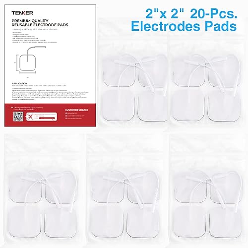 Miniatura 2 de Almohadillas de reemplazo para TENS de TENKER 2x2" Almohadillas de electrodos reutilizables para TENS - 20 piezas, 3 generación, sin látex,
