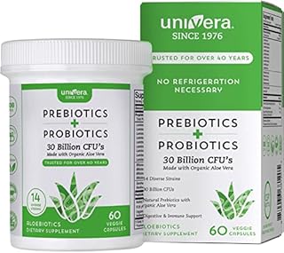 Univera Probiotics and Prebiotics 30 Billion CFUs -14 Strains, Digestive Enzymes for Adults Men & Women - Probiotics Lactobacillus Acidophilus - Digestive Health Capsules, Vegan, AloeBiotics, 60ct.