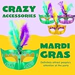JOYIN 12 Pcs Mardi Gras Feather Masks, Carnival Masquerade Masks Bulk, Mardi Gras Costume Dress Up Accessories for Women, Men Outfit - Image 3