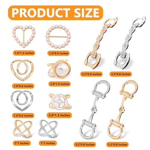 Image of 12-45PCS Scarf Ring Clip Pearl Brooch Pins - T-shirt Sweater Shawl Ties Clips Clothes Corner Knotted Button Fashion Metal Round Circle Shirt Clip Buckle Brooches for Women Girls Gift