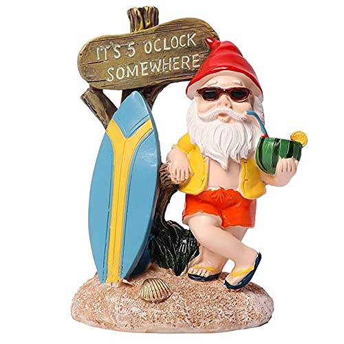 Benvenuto Segno Giardino Gnome Sculture e statue, figurine con tavola da surf Segno di benvenuto Resina Prato ornamenti per la decorazione del giardino del giardino domestico Benvenuto Decorazioni