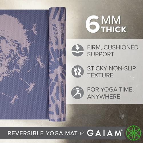 Image of Gaiam Yoga Mat - Premium 6mm Print Reversible Extra Thick Non Slip Exercise & Fitness Mat for All Types of Yoga, Pilates & Floor Workouts (68 inch x 24 inch x 6mm Thick)