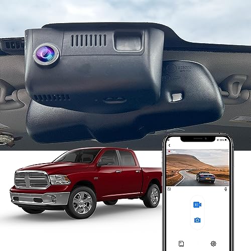 Fitcamx 4K Dash Cam Suitable for RAM 3500 2500 1500 2013-2018 Laramie Express Big Horn SLT Tradesman Lone Star (6091), OEM Look, UHD 2160P Video, WiFi&APP, Loop Recording G-Sensor, Easy to Use, 64GB