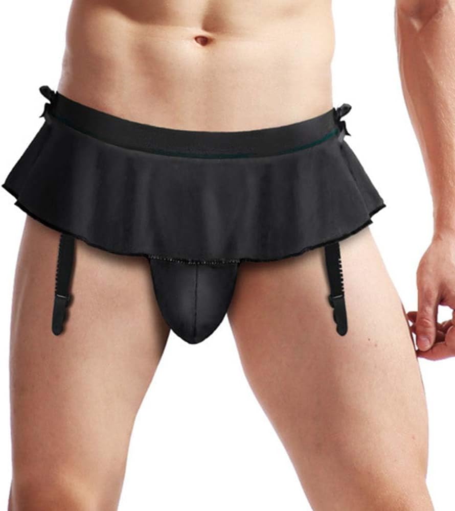 Sissy Pouch Panties for Men G-String Lingerie Skirt Men Thongs Underwear Briefs with Garters Belt Bikini Lingerie
