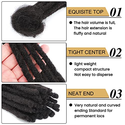 Loc Extensions Human Hair 6 Inch 0.6Cm Width 100% Real Human Hair 60 Strands Dreadlock Extensions For Men/Women Full Handmade Loc Extensions Hair Can Be Dyed And Bleached Loc Extensions Natural Black Color #TOP3