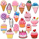 BFWRGUO 18Pcs Ice Cream Shoe Charms, Food Charms Pack for Adults Shoe Decoration