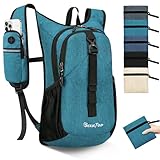 Seektop 15L Small Hiking Backpack for Women Men, Lightweight Hiking Packable Daypack with Phone Pocket for Travel Camping (Teal Blue, 15L)