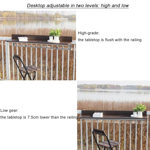 Table de balustrade de balcon pliable réglable pour optimiser l'espace des petits extérieurs - 7