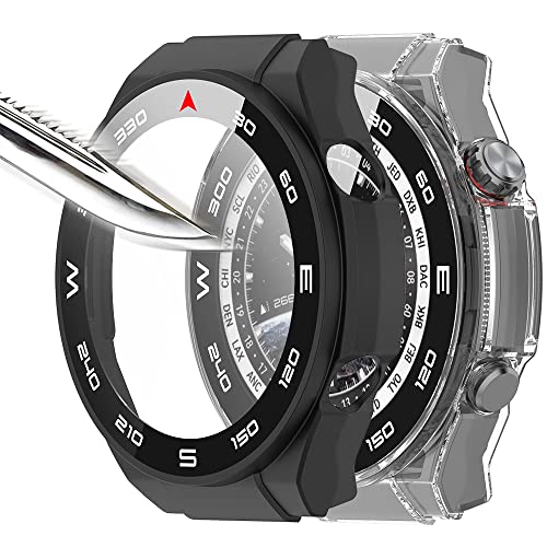 Msiall Tempered Glass Screen Protector Protective Case Compatible with Huawei Watch Ultimate