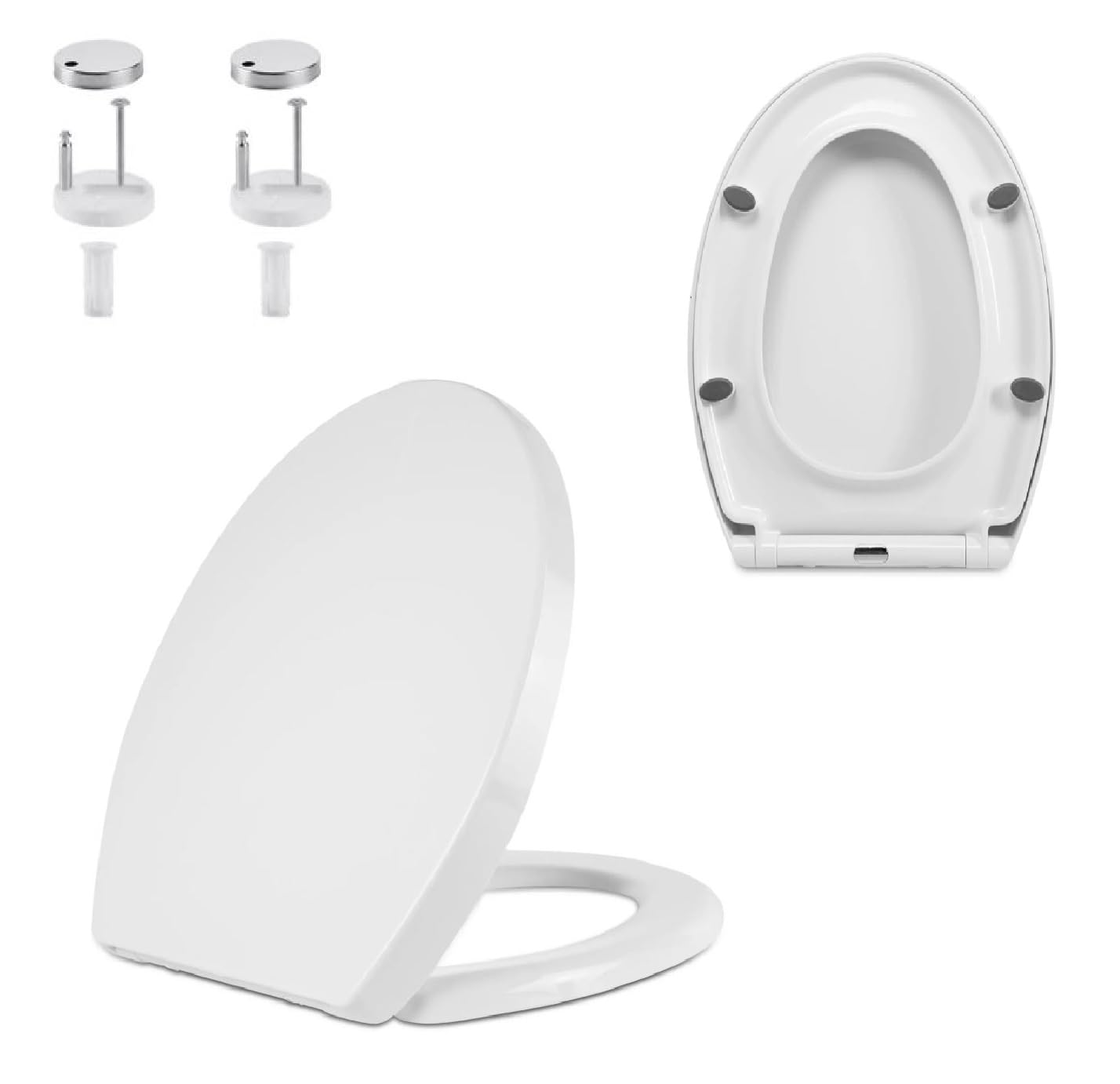 Magna Retail White Soft Close Toilet Seat | Oval Shaped | Quick Release Toilet Seat For Easy Clean | Top Fixing With Adjustable Hinges | Universal Wc Heavy Duty Top Lid Closure