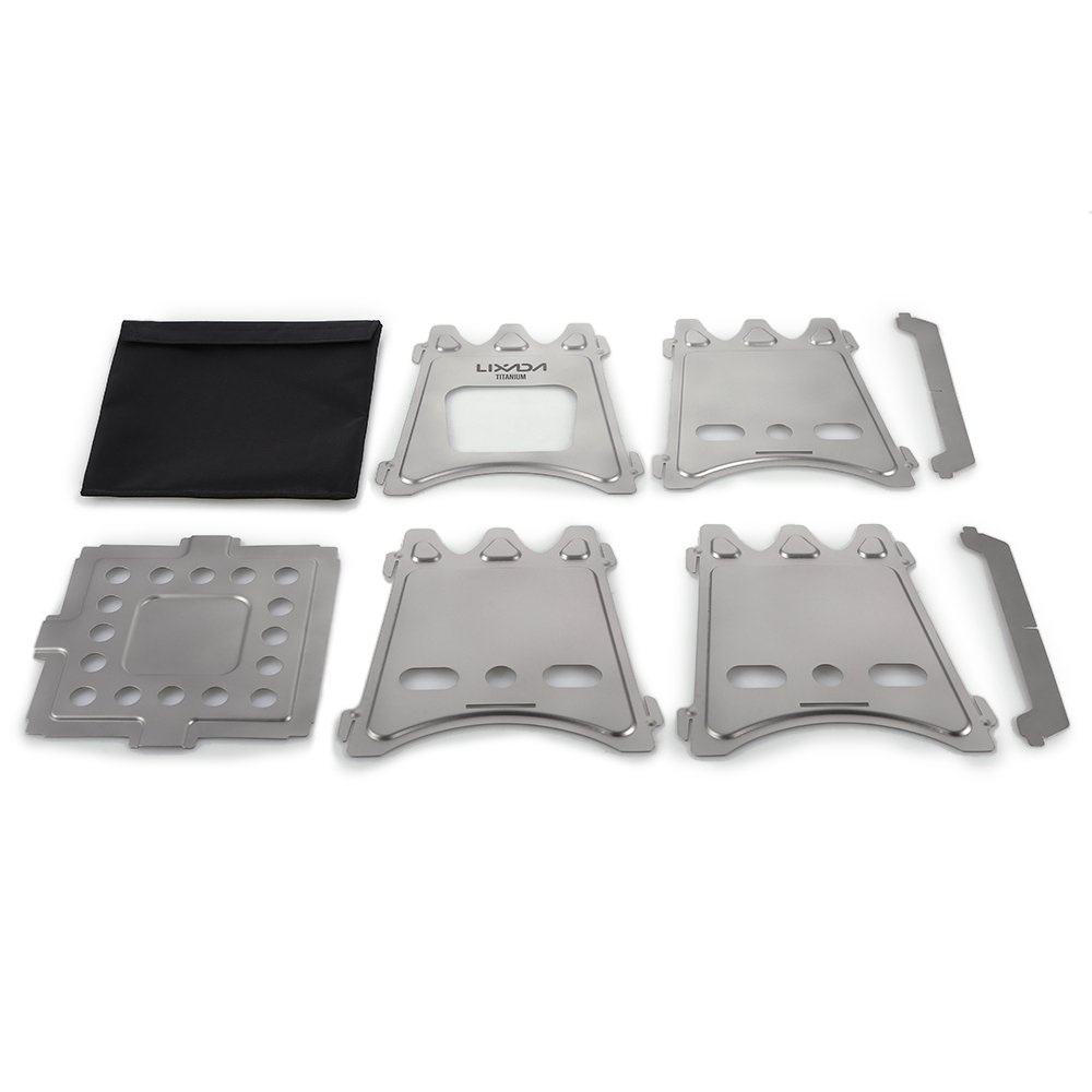 Réchaud de camping pour randonnée, poêle à bois avec support croisé, réchaud de poche portable ultra léger pour la cuisine en plein air avec brindilles à bois (poêle à bois avec poêle à
