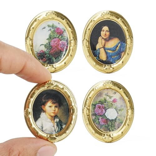 Odoria Dollhouse Wall Art Miniature: 1/12 Scale Framed Picture Oval