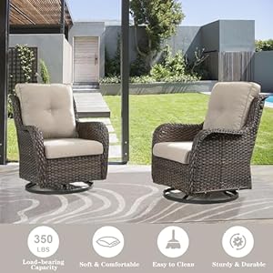 3 PCS Patio Furniture Set Mixed Grey Wicker Swivel Rocking Chairs with Side Table Furniture Set for Outdoor