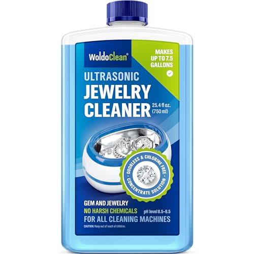 WoldoClean Ultrasonic Jewelry Cleaner Solution - 25.4 Fl Oz Concentrate Makes 8 Gallons for Gold Silver Platinum Diamond Ring Watch Chain Earring and Necklace