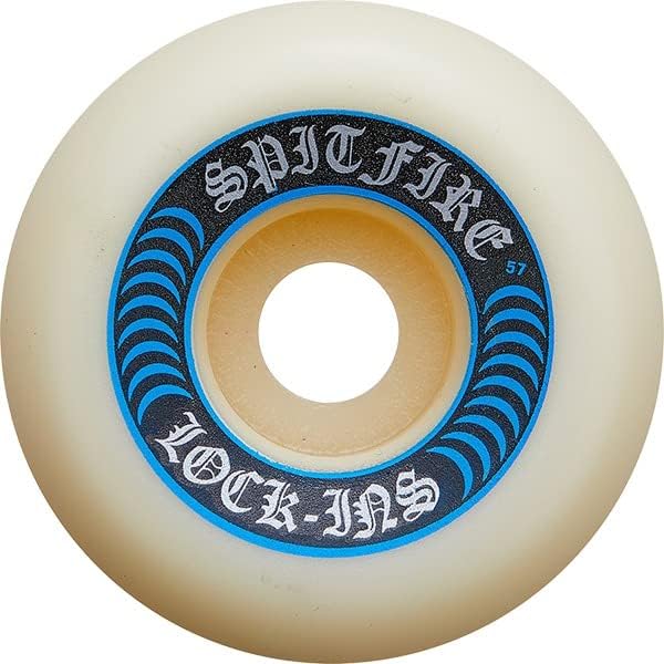 Miniatura 2 de Spitfire Wheels Formula Four Lock Ins - Ruedas de patineta blancas y azules de 2.244 in, 99a con rodamientos de patineta Viper Strike de 0.315 in,