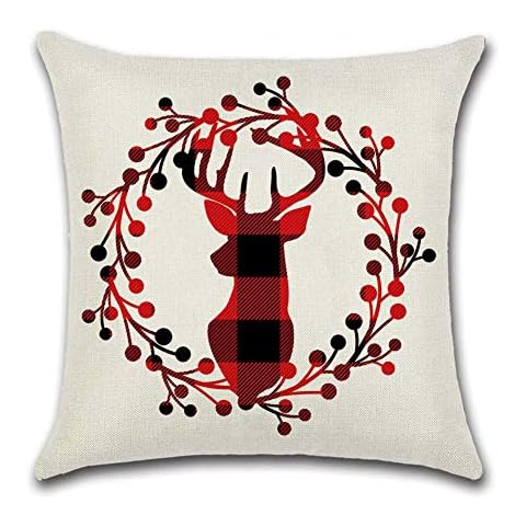 JazJoz 20 Designs Tartan Checked Christmas Winter Cushion Covers 18x18 inch Xmas Sofa Home Décor Christmas Favor Cover