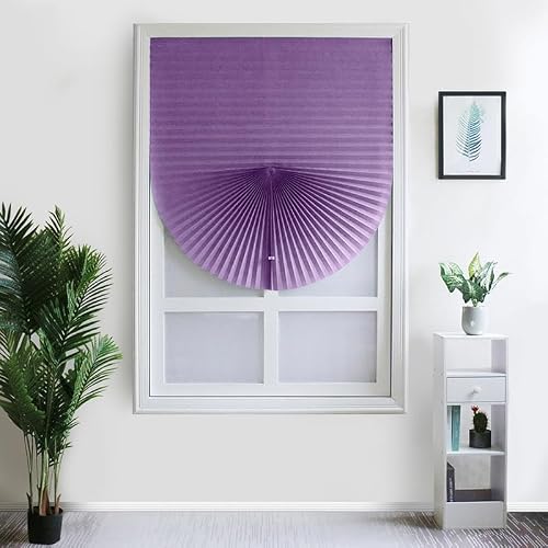 Temporary Blinds Non-Woven Shading Pleated Blinds Self-Adhesive Living Room Semi-Shading Curtains Kitchen(Purple,90x150cm)