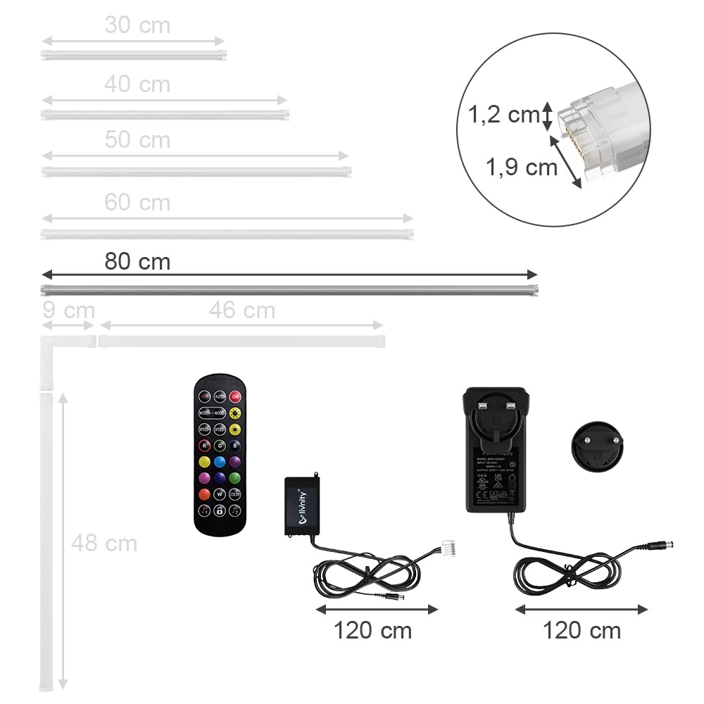 Vicco Striscia LED, Bianco, 80 cm | con starter pack, adatto per l'illuminazione di mobili e superfici di lavoro