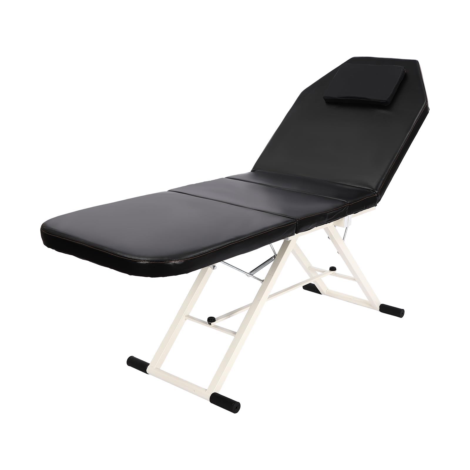 Leżak do masażu, 3-strefowy, składany, mobilny leżak do masażu z otworem do oddychania, nośność 200-250 kg, regulacja wysokości, do salonów tatuażowych, szpitali (czarny)