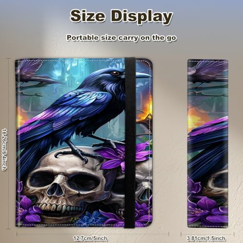 Image of Photo Album 4x6 120 Photos with Strong Elastic Band, Raven Skull Garden | Large Capacity Premium Leather Picture Album, Portable Wallet Albums Photo Book for Family Anniversaries Wedding Baby
