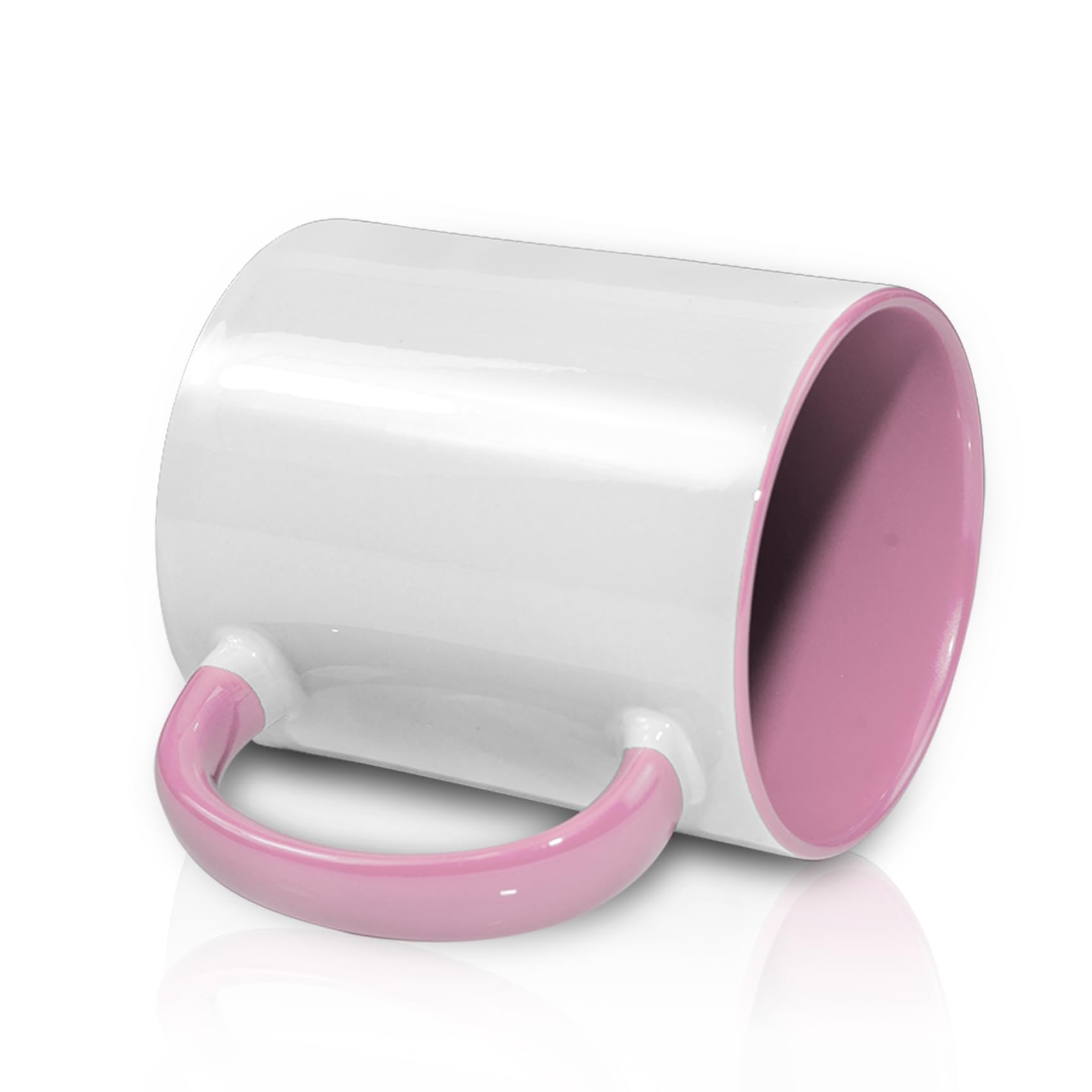 SUBLOVER Set di 9 tazze da caffè in ceramica bianca a sublimazione Tazas Para da 325 ml, tazze per sublimazione per Natale, per macchina da stampa tazza, colore interno e manico (rosa)