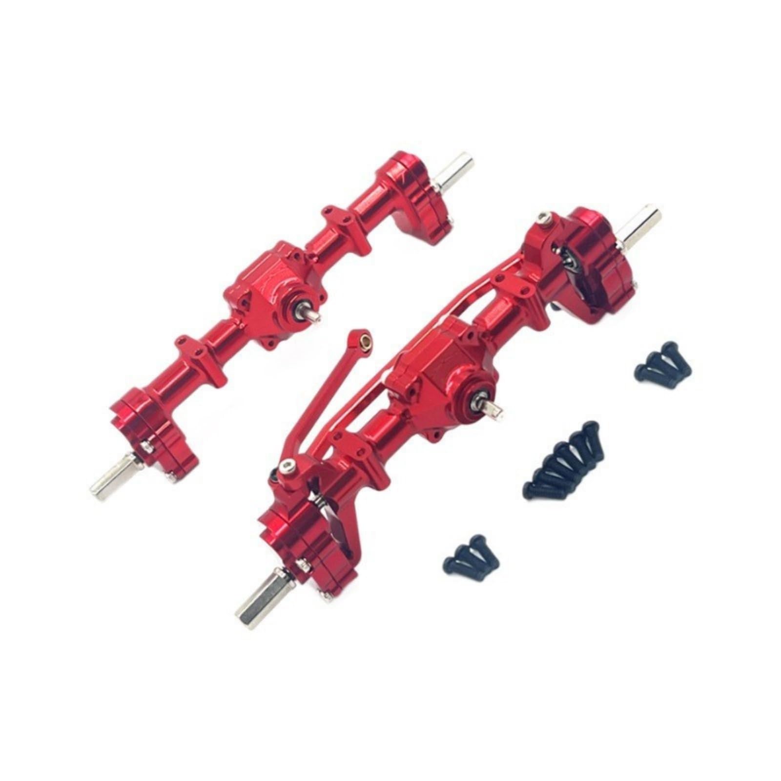 RC Achsen-Set mit Metallgetriebe CNC-Gefräst Metall-Achsensatz Vollmetall RC-Achsensatz für Modellbau-Werkstatt, Rot