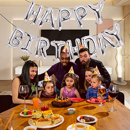 Uwpvowsr Silver Personalized Name Happy Birthday Balloon Banner Happy Birthday Balloon Letters Balloons 2 Sets A- Z 16 Inch Mylar Foil Birthday Party Decorations For Kids Women Men Boys Girls Adults #TOP7