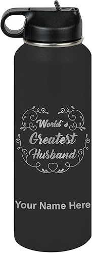 Miniatura 67 de LaserGram Botella de agua de doble pared con pajita, 20 onzas, grabado personalizado incluido (rosa) Rosa,Negro,Verde camuflaje,Coral,Azul