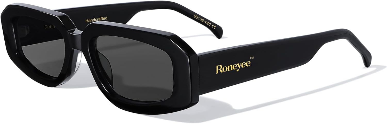 Roneyee Non Polarized Acetate Sunglasses RY-A28 Frame with UV Protection Impact Resistant Nylon Lens Retro Unisex
