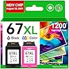 67XL Ink Cartridges Compatible for HP 67 Ink Cartridges Combo Pack Black Color Fit for Deskjet 2855e 4255e 2700 2755e 2734e 2842e 4255e 2827e 2723e 4155e 2742e Envy 6455e 6055e 6000 Printer