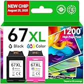 67XL Ink Cartridges Compatible for HP 67 Ink Cartridges Combo Pack Black Color Fit for Deskjet 2855e 4255e 2700 2755e 2734e 2842e 4255e 2827e 2723e 4155e 2742e Envy 6455e 6055e 6000 Printer