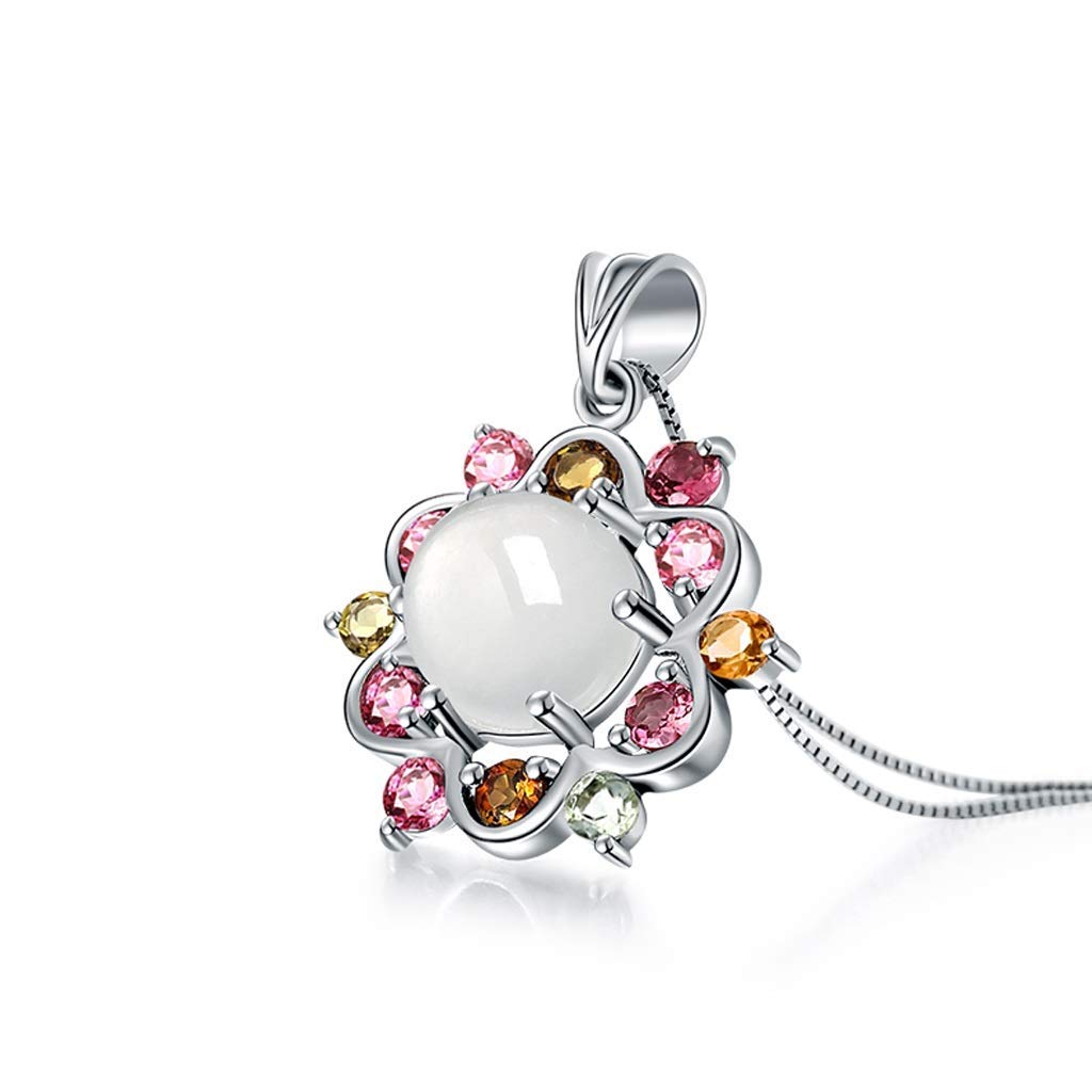 HJMMWT Collane per Donne e Ragazze Stella a Sei Punte Collana Bianca S Ciondolo in Pietra di Luna intarsiato con Collana Ciondolo Delicato Regalo Collane Girocollo per la casa
