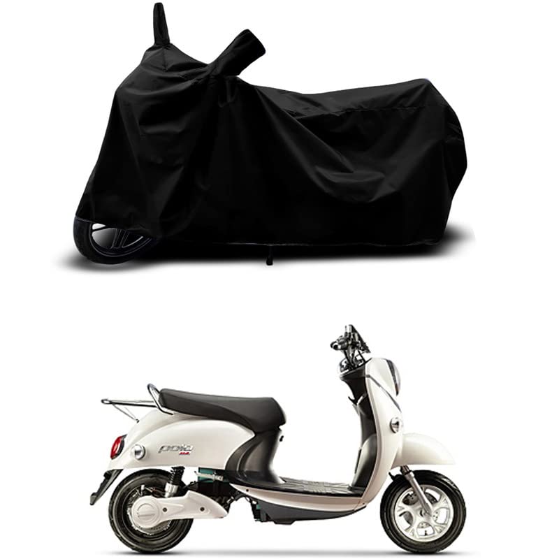 Image of 100% Scratchproof /UV-Rays /Heat Protection /Birds Dropping /Water Resistant /Dust proof /Waterproof /Full Bike Scooty Two Wheeler Body Cover Compatible For Evolet Polo Classic All Varients[Black]