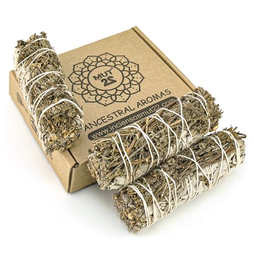 MUT22 3 Sauge Blanche avec Artémis pour Brûler, Herbe de Purification et Harmonie, Sauge Apiana 100% Naturel, Idéal pour Nettoyage Spirituel et Rituels Energétiques