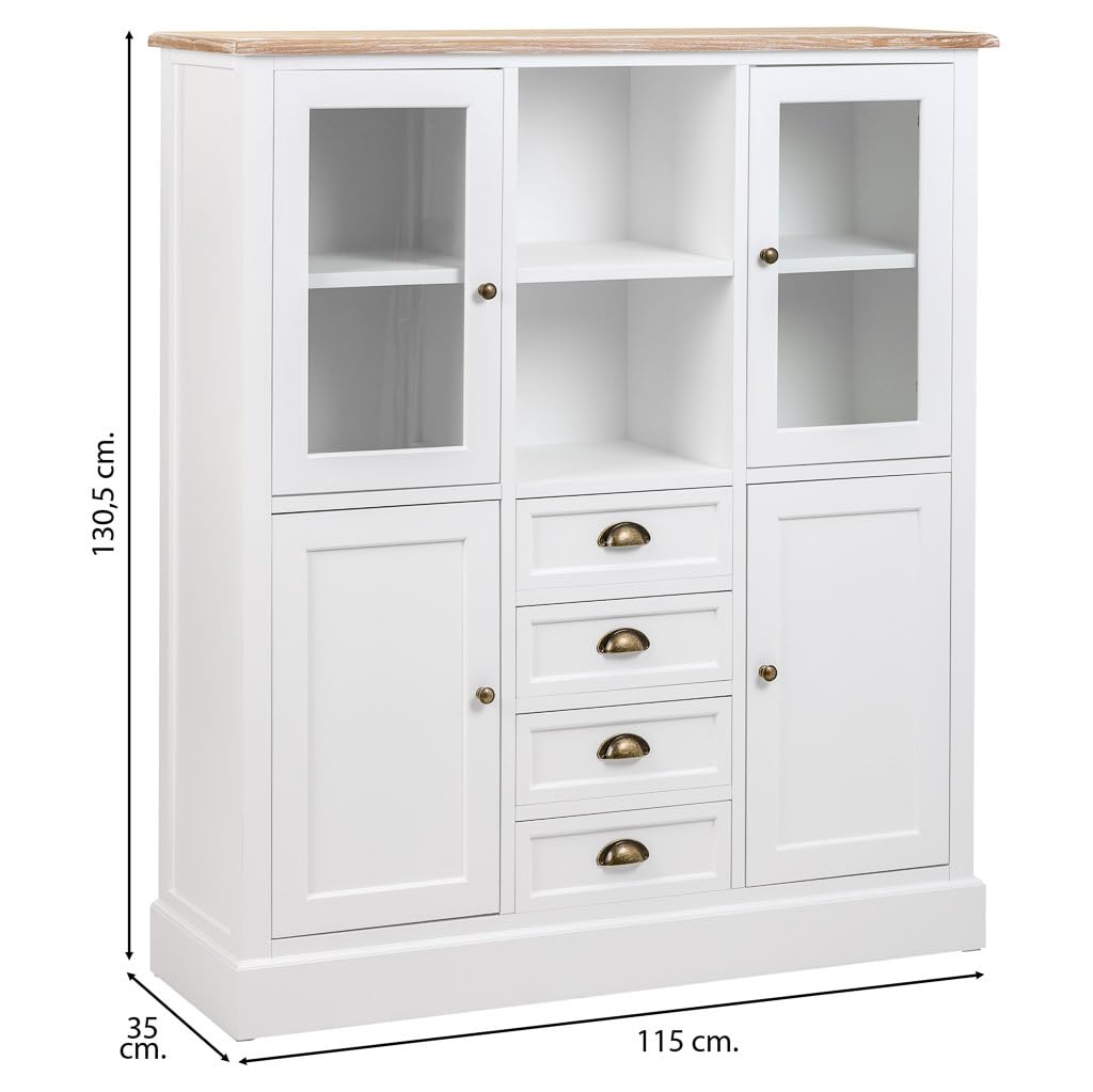 WANDERLUST DECO Vitrina de Madera Blanca 115x35x130.5
