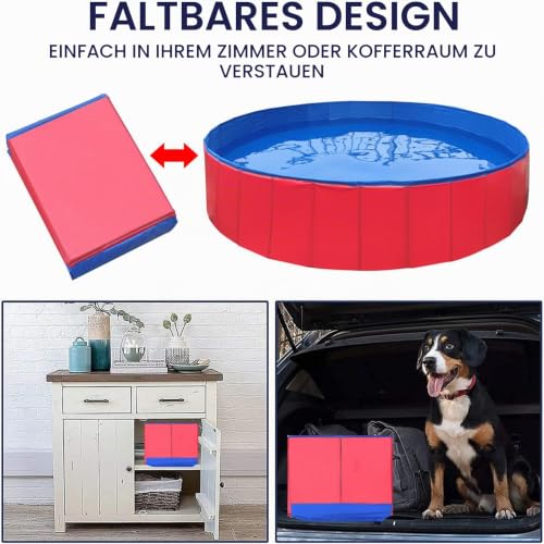 Hundepool, Hundepool für Kleine Hunde, Faltbar Hundepool, 60x20 cm Hunde Planschbecken, Planschbecken für Haustiere, PVC Pool, Katzenpool, Dog Sprinkler Pad, mit Rutschfestem Boden Ablassventil