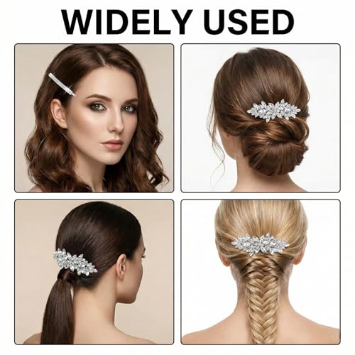 4 piezas pinzas para cabello con rhinestones plateadas miniatura 7