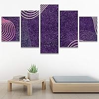 SIGNWIN 5 Panel Canvas Wall Art Modern Art Abstract Contemporary Edgy Mixed Media Multicolor Patterns for Home Decorations Ready to Hang - 60