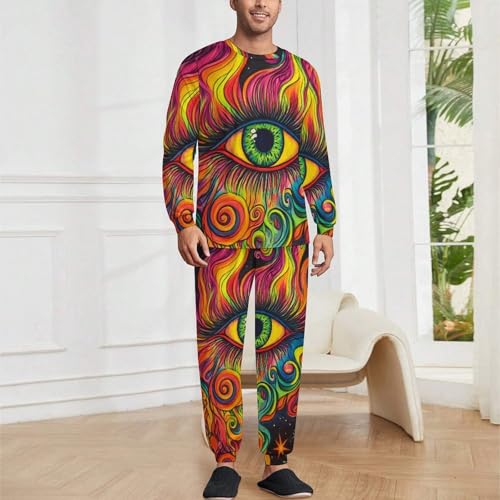 Colorful Eye Pajama Set Long Sleeve Lounge Sets Sleepwear 2 Pjs Nightwear for Men Women2