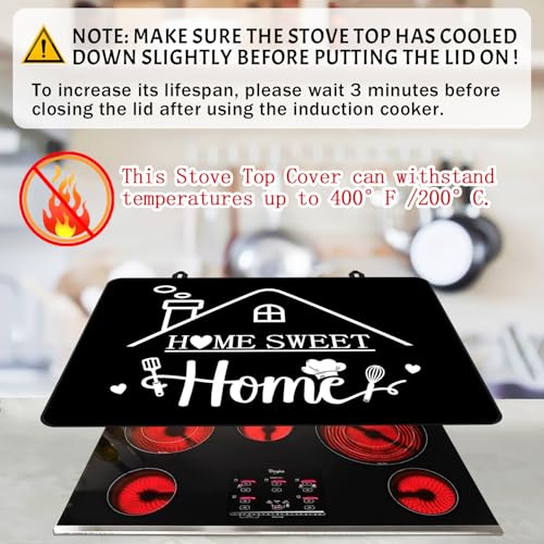 Image of Stove Top Cover for Electric Stove 28 inchx 20 inch, Home Sweet Home Heat Resistant Glass Top Stove Cover Protector, Glass Cooktop Covers, Kitchen Flat Stove Top Covers for Electric Stove