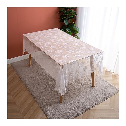 Nappe blanche de qualité supérieure 145x180cm avec dentelle rose raffinée