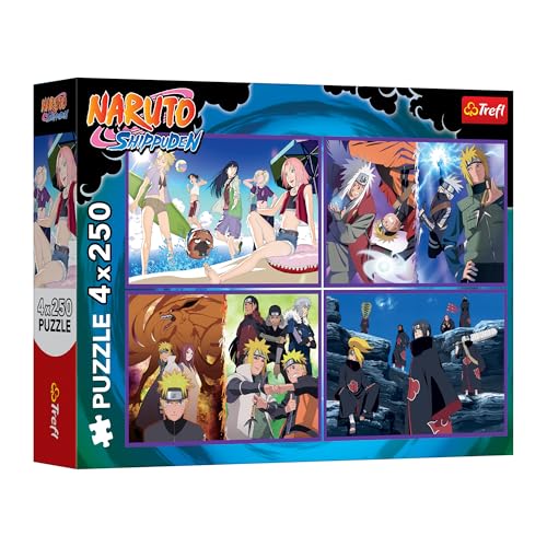 Trefl - Puzzle 4 en 1: Naruto Shippuden, Las Aventuras de Naruto