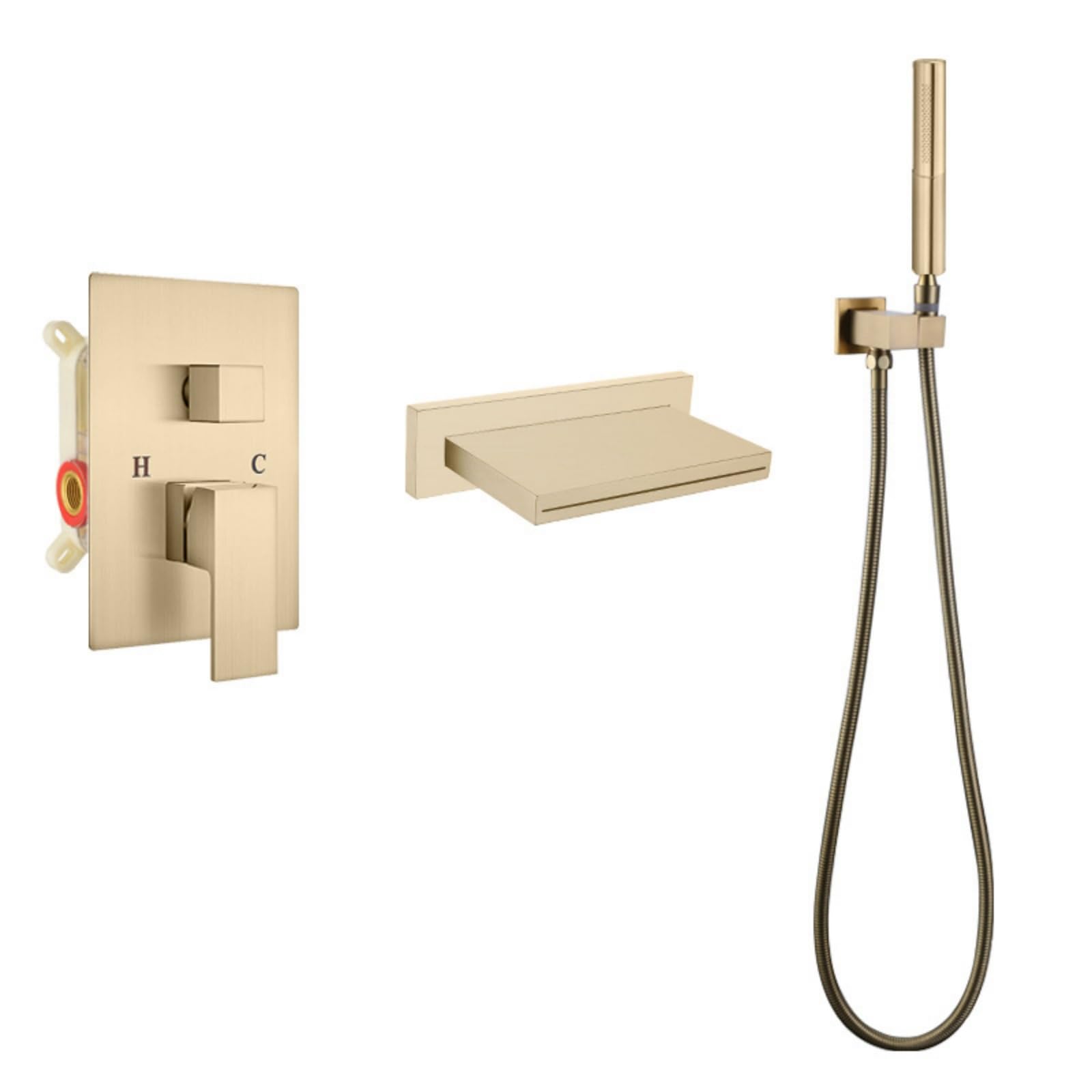 NZPOST Shower Tap Black Bath Mixer Taps Waterfall Shower Mixer Tap Waterfall Bath Taps with Shower Head an