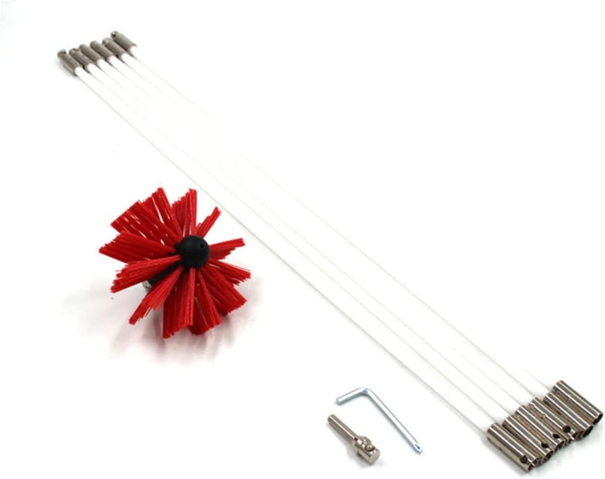 Luxshiny 1set Chimney Brush Cleaning Tool Kit Flexible Rods for Efficient Flue Sweeping and Vent Maintenance