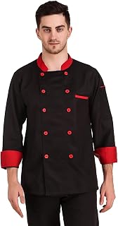 KODENIPR CLUB Men's And Women's Casual Style Black Chef Coat Red Contrast,Poly/Cotton,Size (Large(40)) Price In India