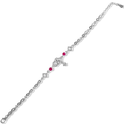 925 Sterling Silver Double Heart Pink and Blue White CZ For Women