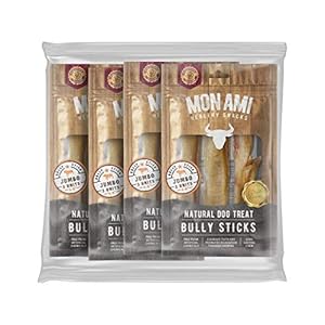 Mon Ami Jumbo Bully Sticks for Large and Small Dogs (5-6 inches, Pack of 12) – Grass Fed Dog Treats – Bully Sticks Natural Dog Treat
