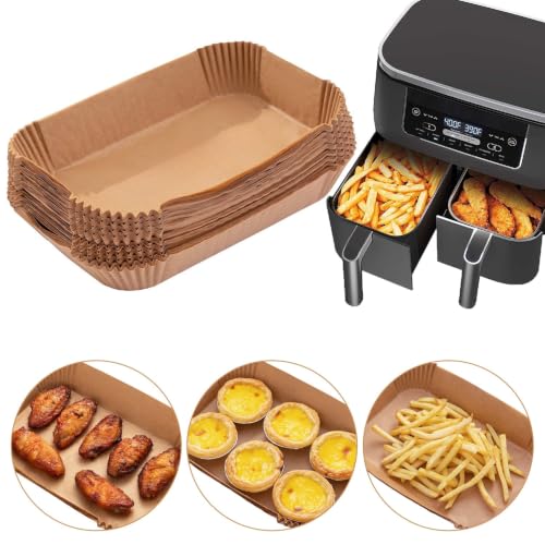 Ecfvtp Air Fryer Disposable Paper Liner 100PCS Food Grade Parchment Liners for Ninja DZ201 Air Fryer Accessories Baking Paper (9 * 6 Thicken Natural)