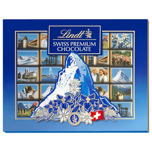 Lindt Schokolade Swiss Geschenkbox Napolitains | 142 g Napolitains | ca. 25 x Mini Schokoladentäfelchen aus feinster Vollmilchschokolade | Schokoladentafel | Schokoladengeschenk
